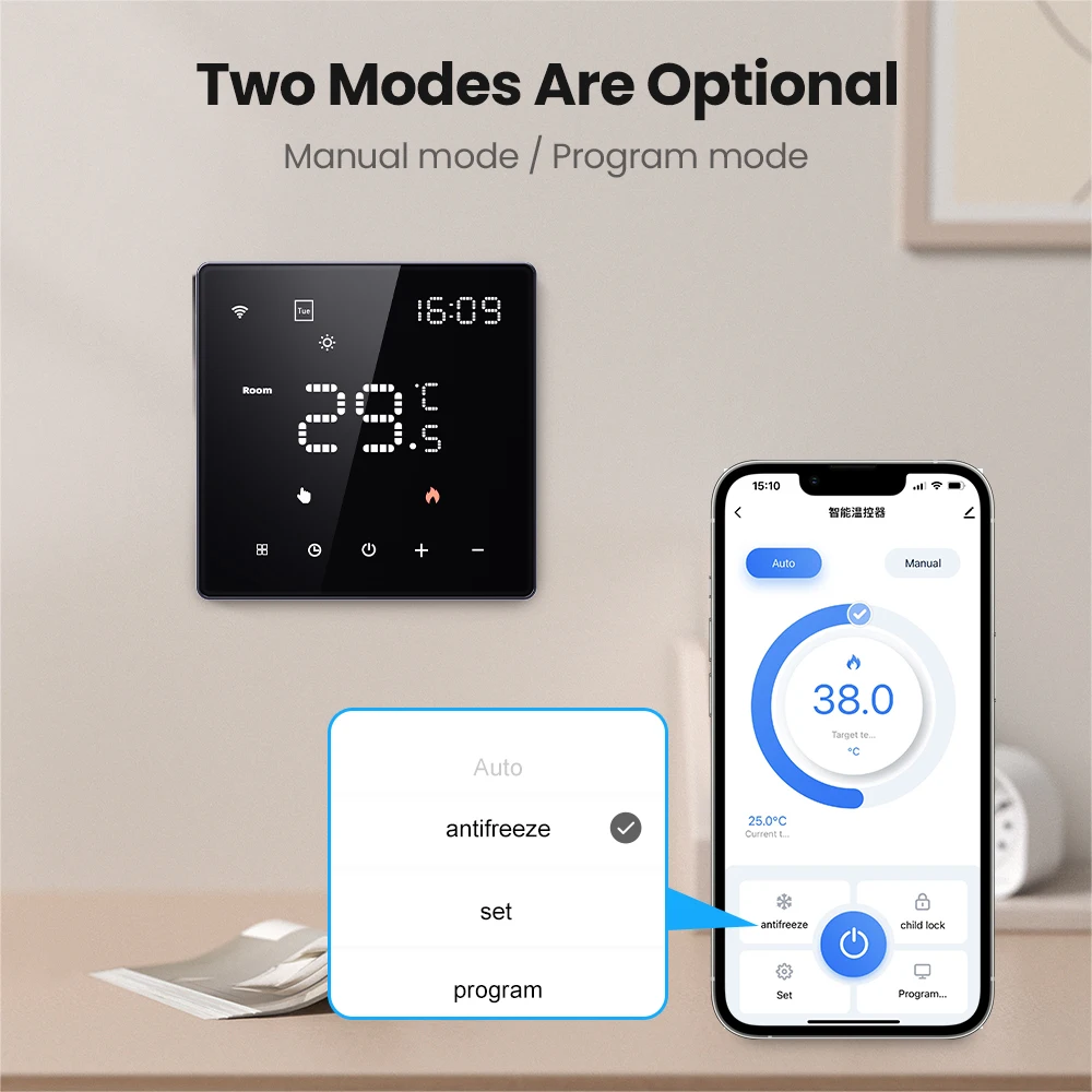 MIUCDA-Tuya WiFi Smart ThermoandreAndrea Remote Control, Chauffage électrique, Eau, Gaz, Bomicrophone, Température, Fonctionne avec Alexa,Google Home