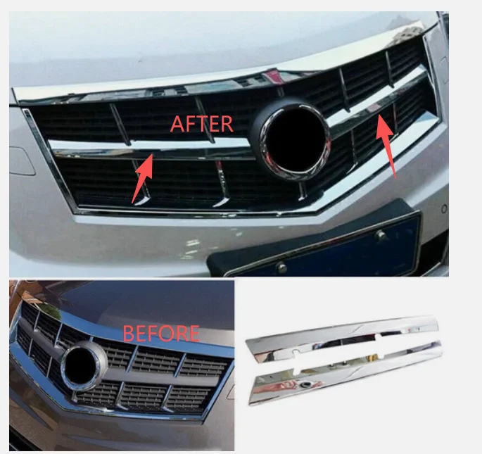 For Cadillac SRX 2010-2012 Chrome Silver Front Grille Grill Ring Strip Trim 2PCS