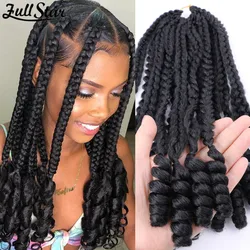 Full Star Wavy Box Braids Crochet Braid Hair Extensions Ombre Synthetic Box Braids With Curly End Crochet Braids For Woman Girls