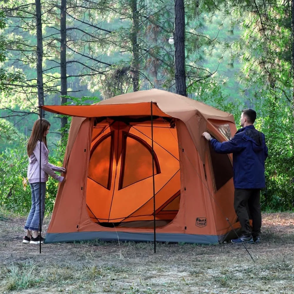 Instant Pop Up Hub Tent,4 Person Portable Weather Resistant Camping Tent,60 Second Set-Up,Easy Up Tents Rain Fly and Carry Bag