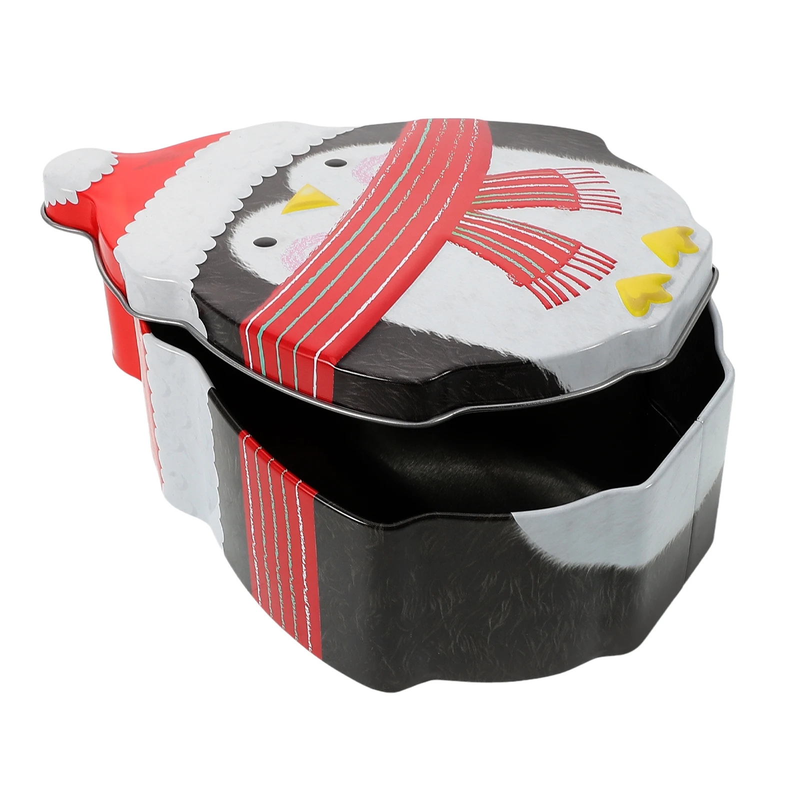 

Penguin Tinplate Box Metal Xmas Candy Tin Christmas Treat Container Cookie Storage Square Tin Cookie Container