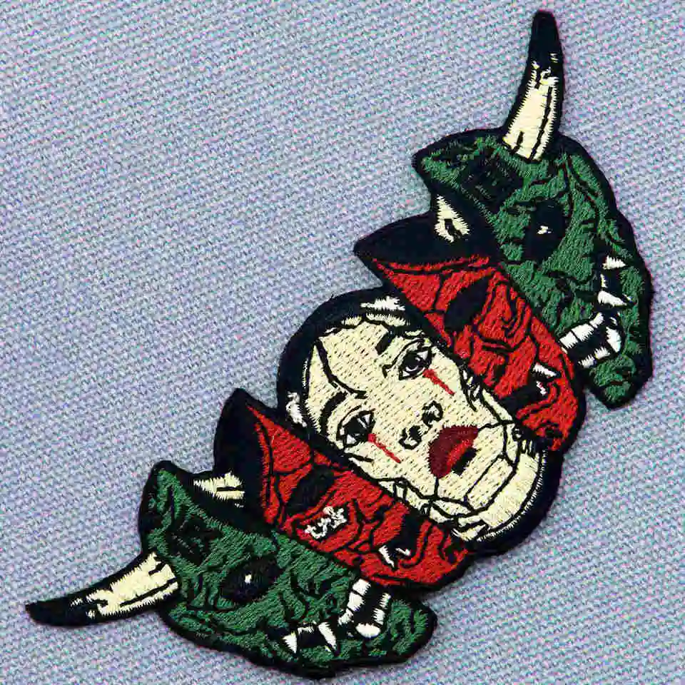 Embird Badge Embroidered Hannya Oni Mask The Truth Sew On Handmade 3D Applique Iron Mini Patches