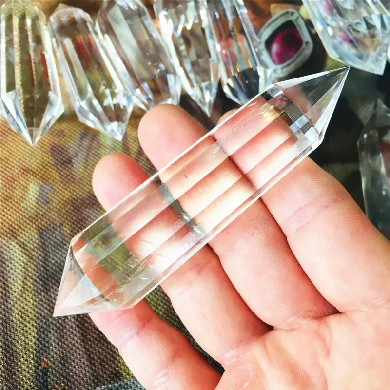 12  Sided Natural Clear Double Terminated Vogel Inspired Crystal Wand