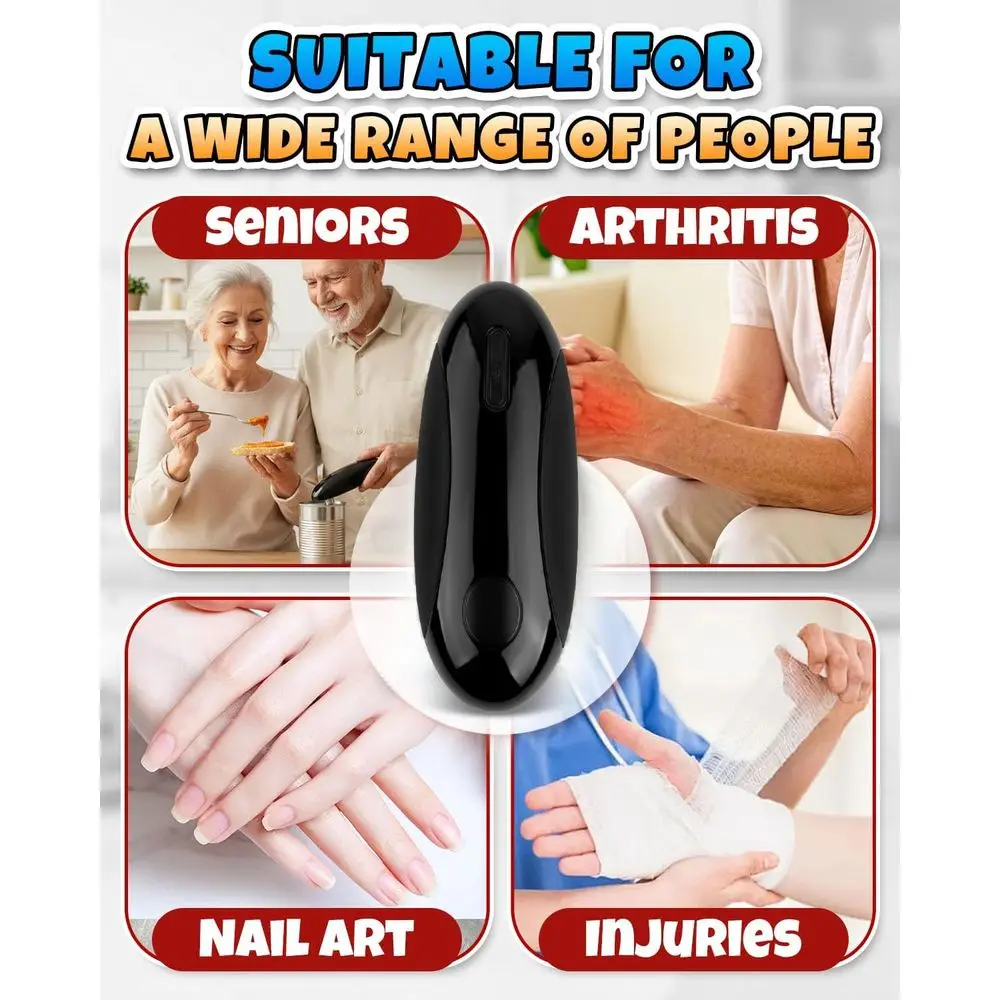 One-Touch Automatic Can Opener, Hands-Free, Rechargeable Cordless, Side-Cut, Safety Smooth Edge, Fits Most Cans