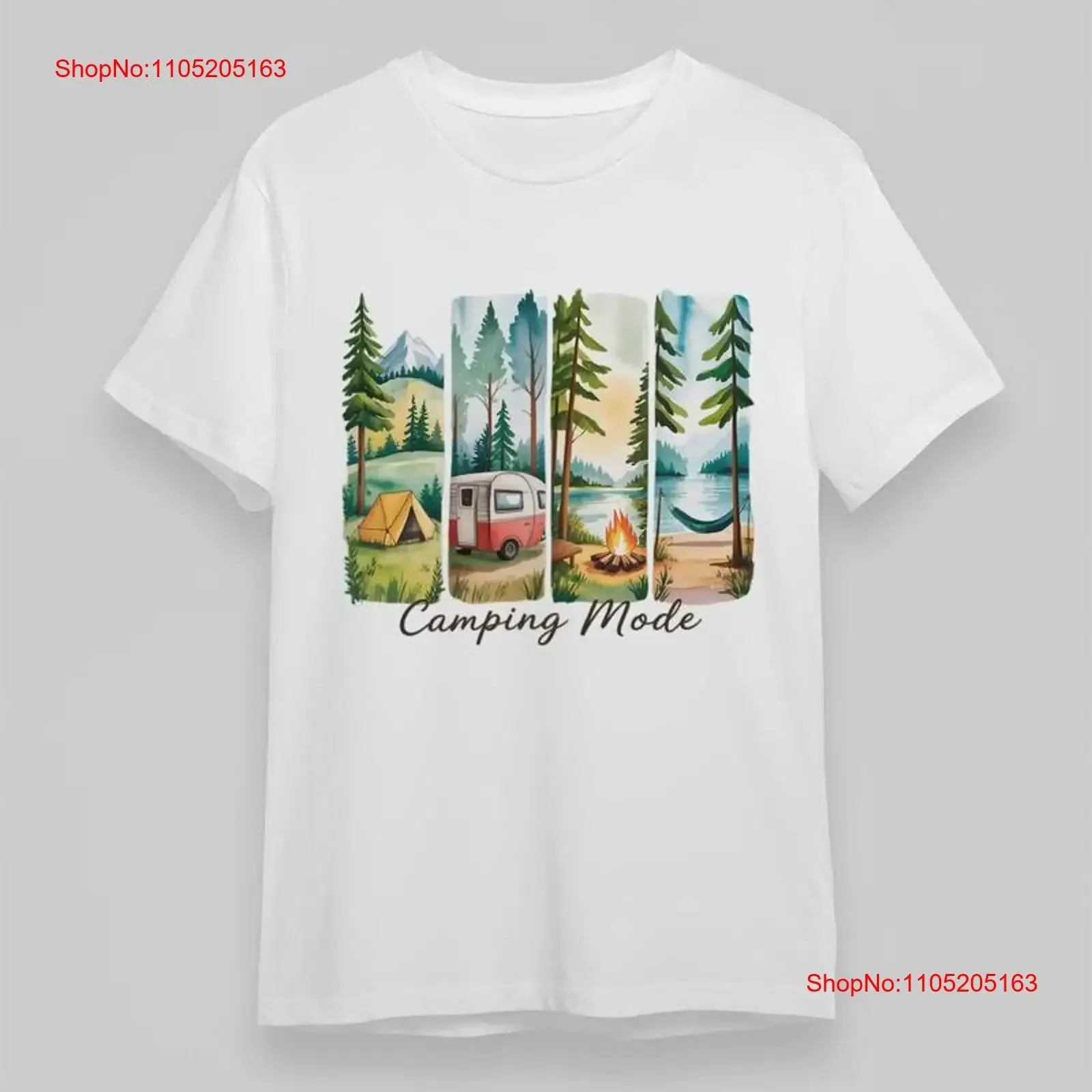 

Men's Soft Breathable Classic T Shirt Camping Mode Scenes Collage vintage Washed fashion Casual Unisex homme Stretched
