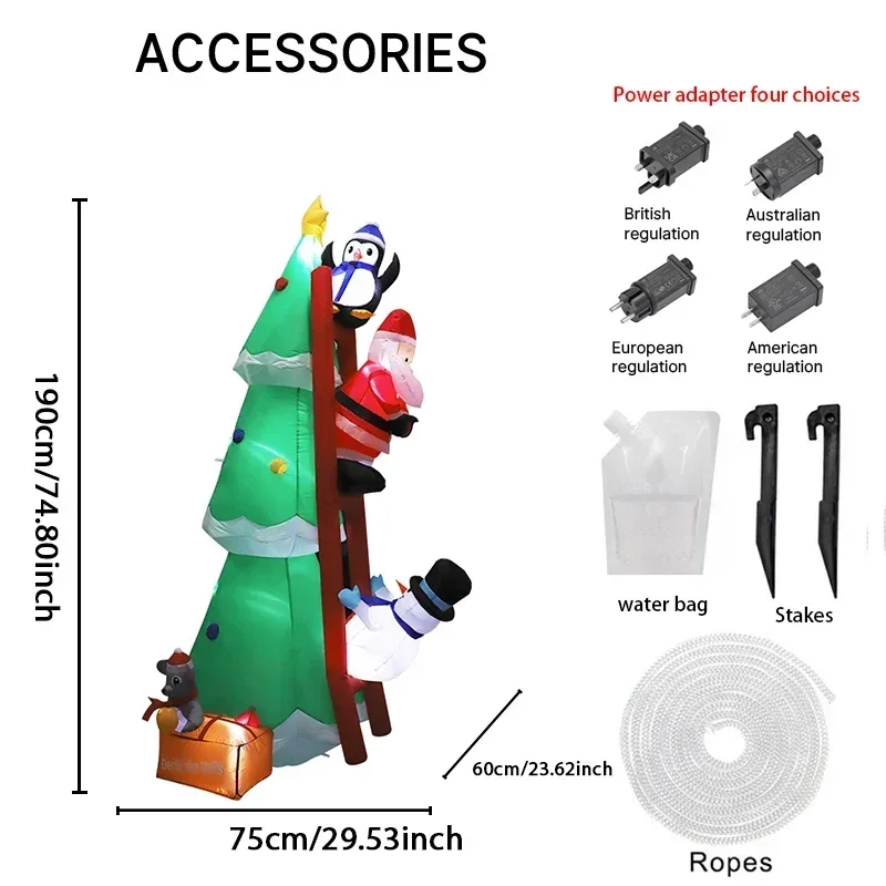 1,8 M/5,9 FT Aufblasbare Schneemann Pinguin Santa Claus Klettern Leiter Licht LED Hause Urlaub Beleuchtung Dekoration Weihnachten Decor liefert