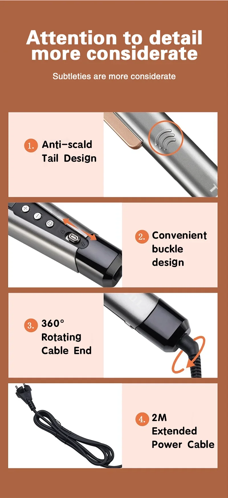 TINSOL 2-in-1 Professioneller Haarglätter Lockenstab, Negativ-Ionen-Conditioner mit LCD-Haarglätter mit breitem Panel – Detail 13