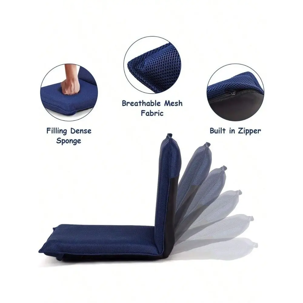 Mesh Floor Sofa Chair, 6Position MultiAngle Padded Floor Chair, Cushioned Back Support Versatile, Video Game Chairs For Meditat