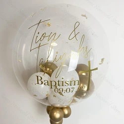 13Pcs Custom Name Baptism Balloon DIY Personalised Ballon Decal Vinyl Sticker Clear Balloon Baby Shower Wedding Party Decor