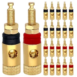 8Pcs Copper Speaker Socket Audio Speaker Terminal Connector Binding Post Amplifier Cupper Gold-plated Banana Socket