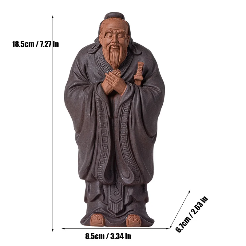 Ceramic Historical Figure Confucius Statue Handmade Sculpture Luxury Home Room Office Decor Statue Gift Collection 7.27 in