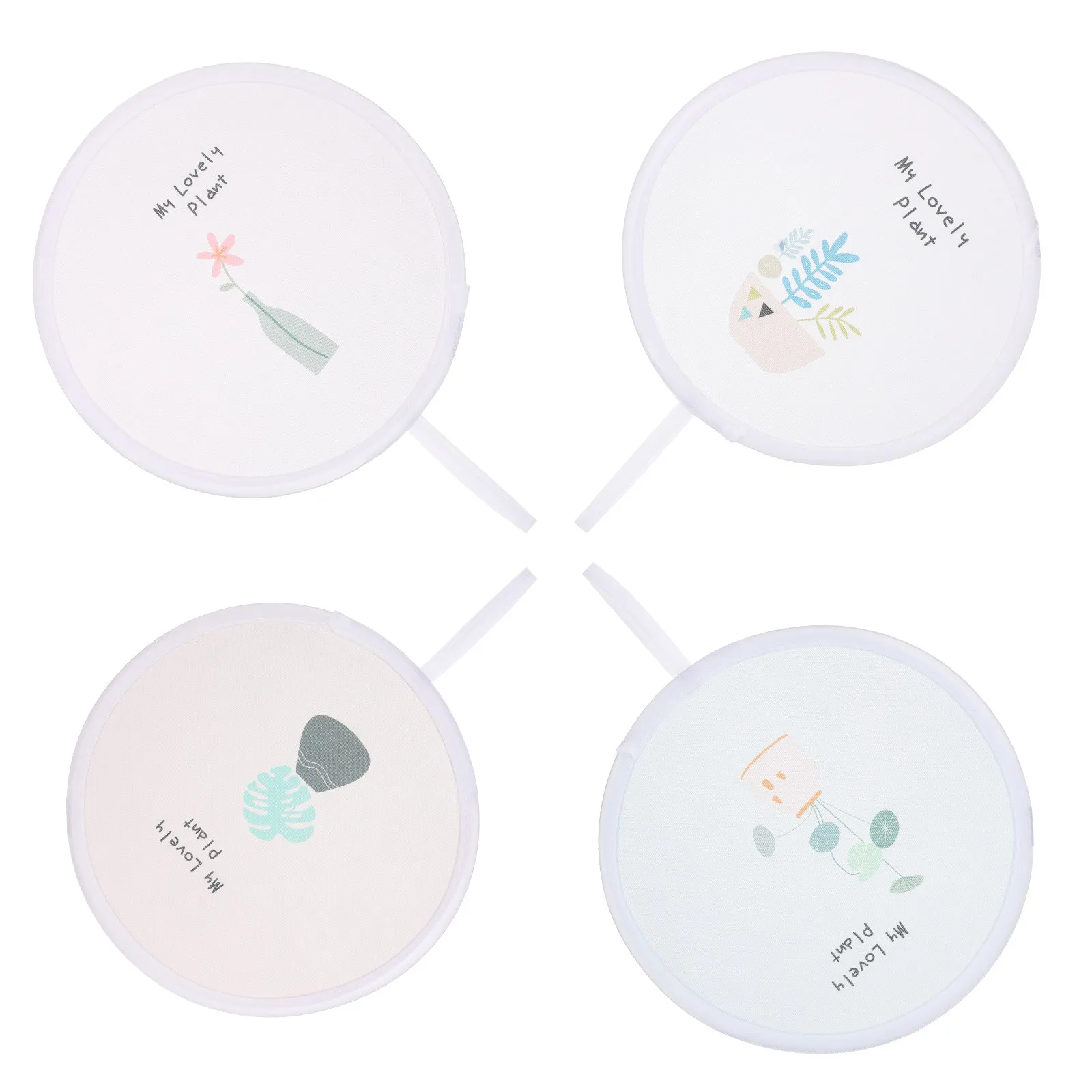 4Pcs Round Folding Fan Compact Foldable Hand Fan Small Portable Summer Accessory for Handbag Backpack Luggage Photo Shoots