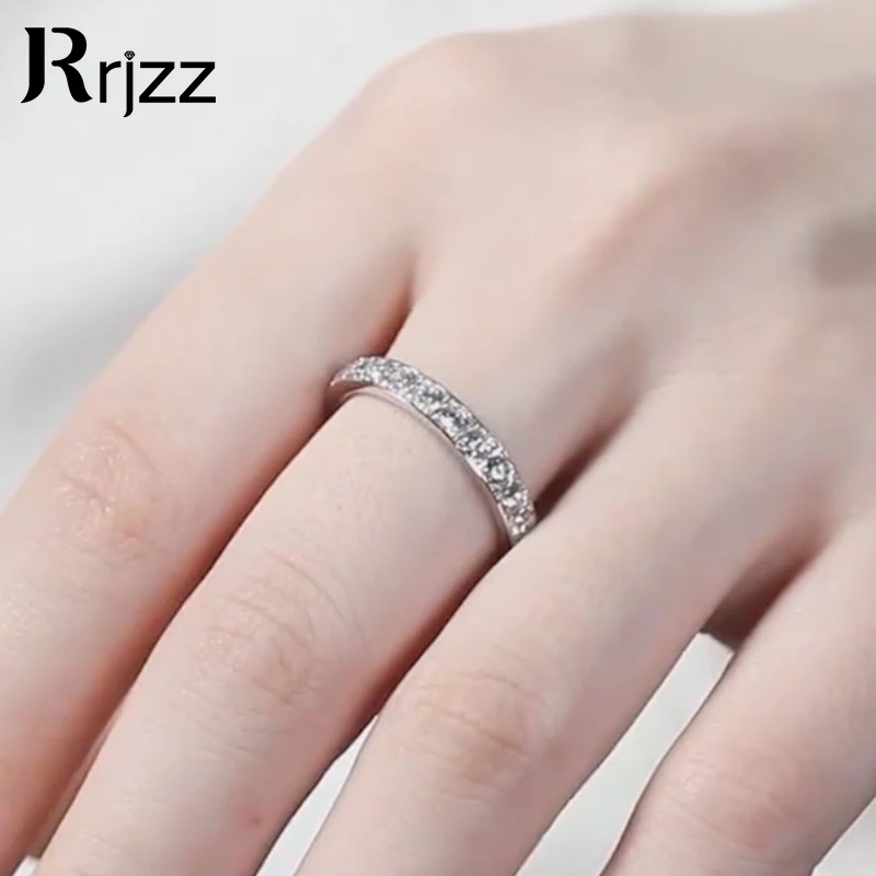 

Rrjzz 14K Gold Plated Stackable Half Eternity Engagement Ring Certified Lab Imitation Diamond 2MM D-Color Moissanite Women Ring