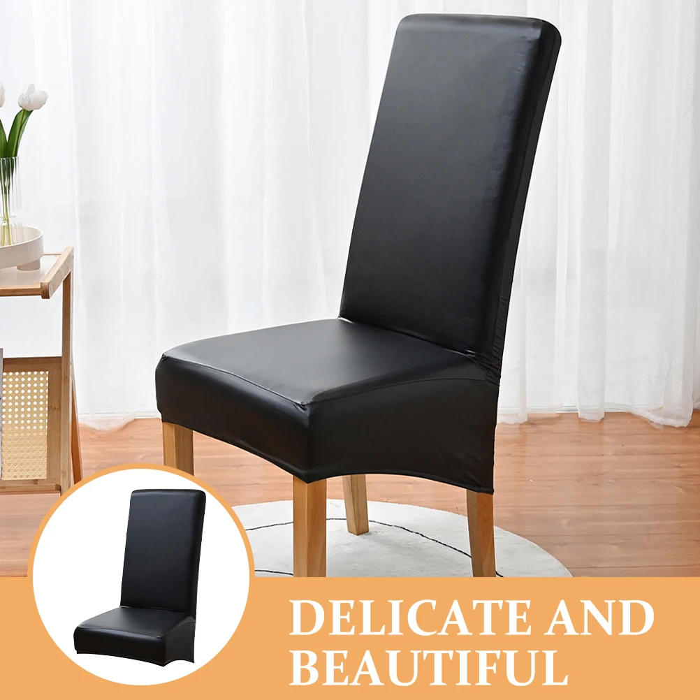 

Elastic PU Chair Covers Black XL Size Dining Room Water Resistance Sofa Protectors Comfortable Slipcovers Home Decor