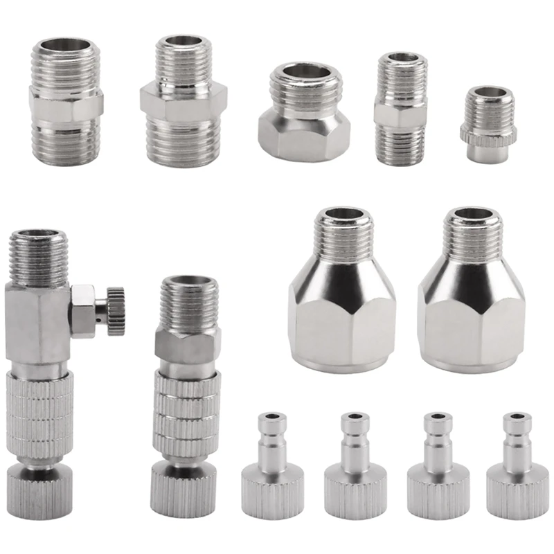 15Pcs Airbrush Adapter Set Airbrush Quick Release Coupling Disconnect Adapter Kit Fitting Connector Set Female Connector