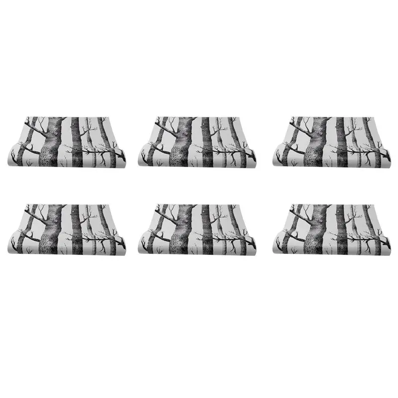 

ABMS-6X Black White Birch Tree Wallpaper For Bedroom Modern Design Living Room Wall Paper Roll Rustic Forest Woods Wallpapers