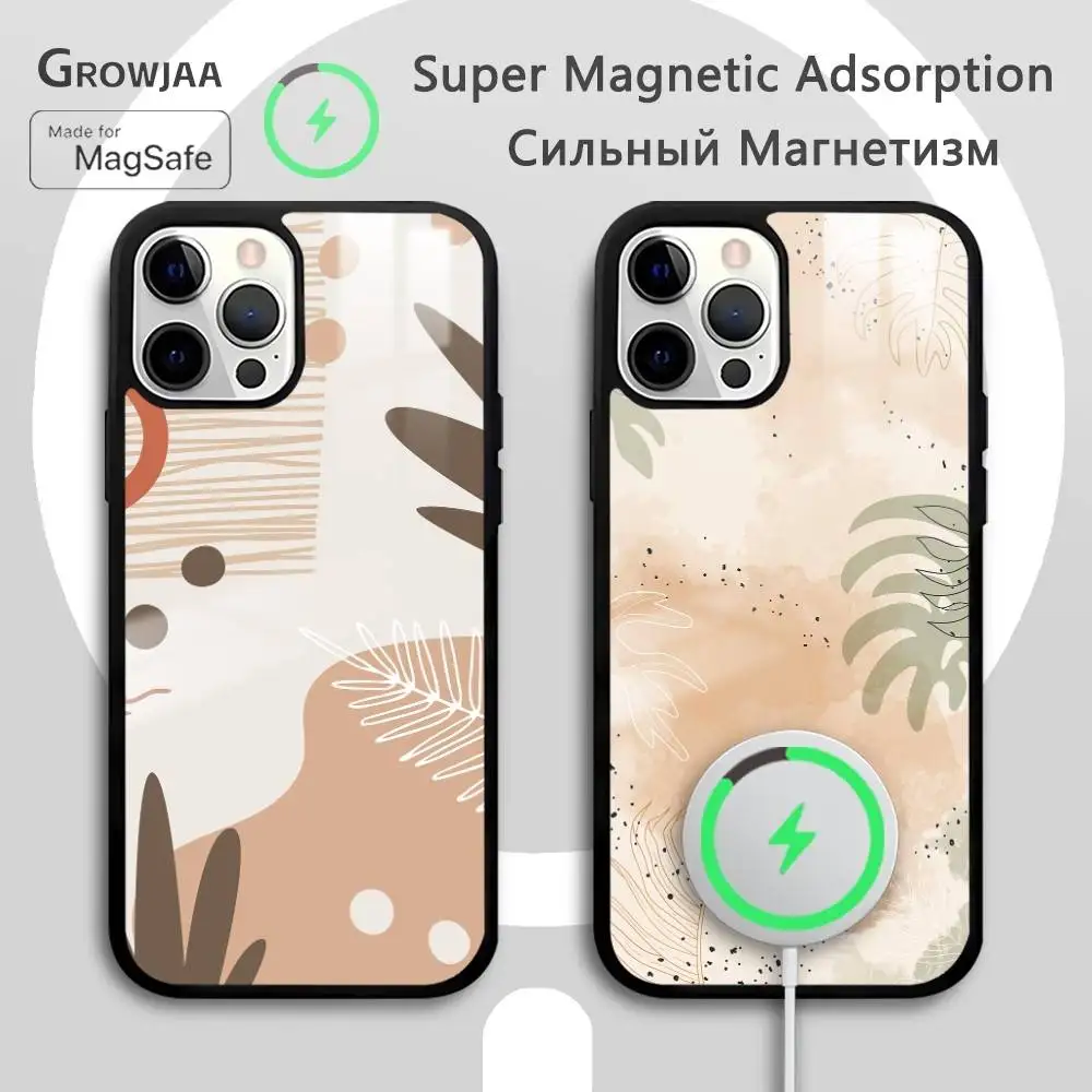 

Minimalist Boho phone case for iPhone 17 16 15 14 13 12 11 Pro Max Plus Mini Magsafe Magnetic Wireless Mirror Funda