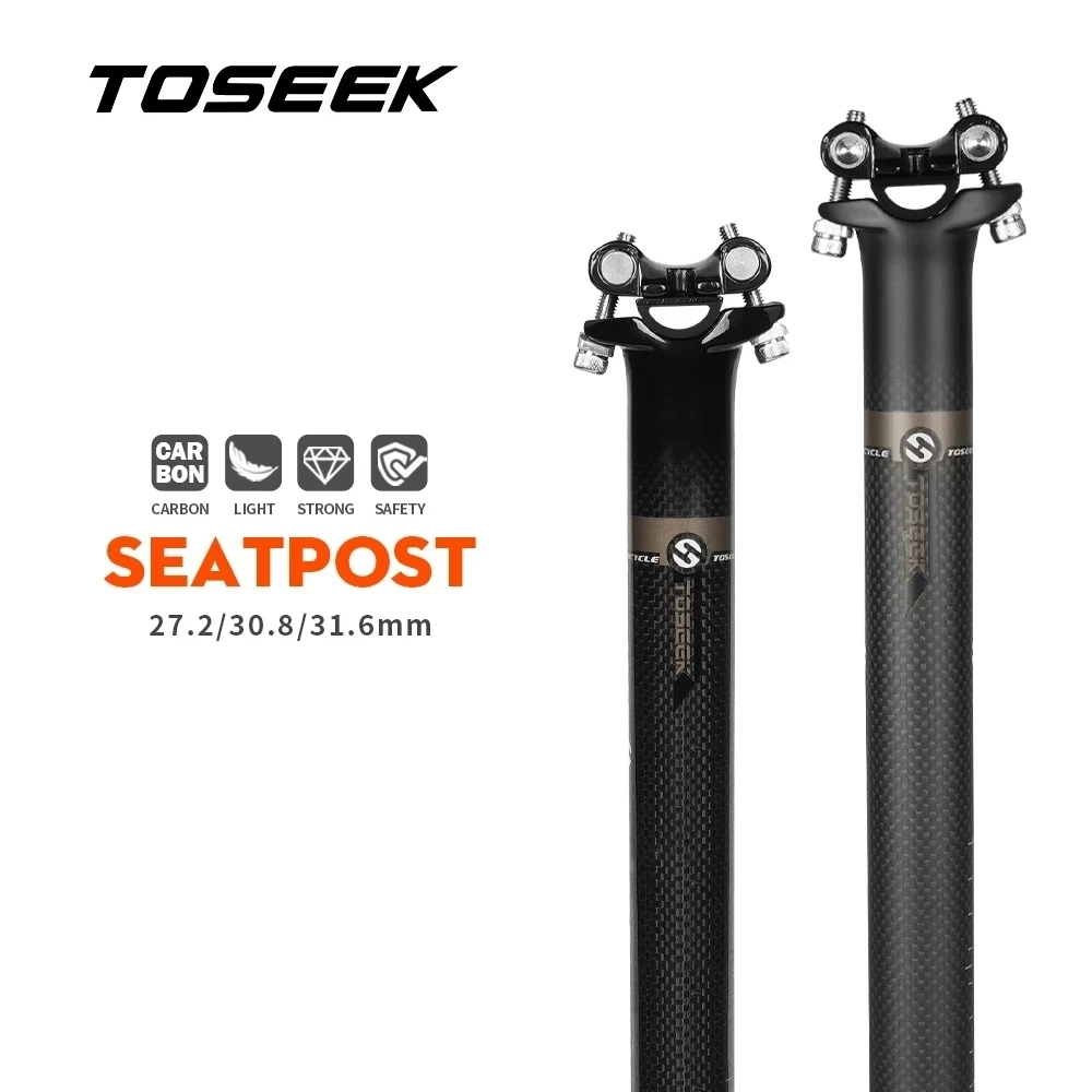 

TOSEEK MTB/Road Bike Carbon Seatpost Offset 0mm Bike Seatpost Carbon 27.2/30.8/31.6mm Bicycle Seat Post 3K Matt/Gloss 350/400mm