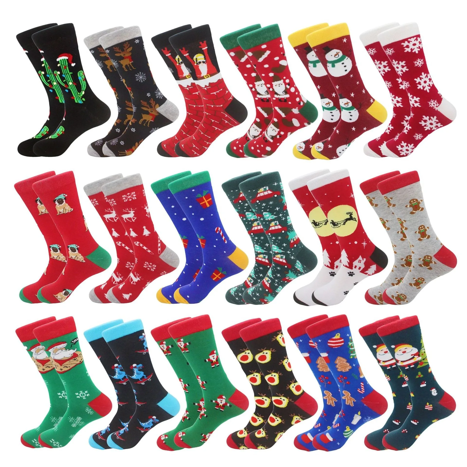 

Christmas Socks for Men and Women Xmas Home Decorations Socks Set Ornaments Santa Claus Men's Socks Elk Tree Cotton Happy Sock