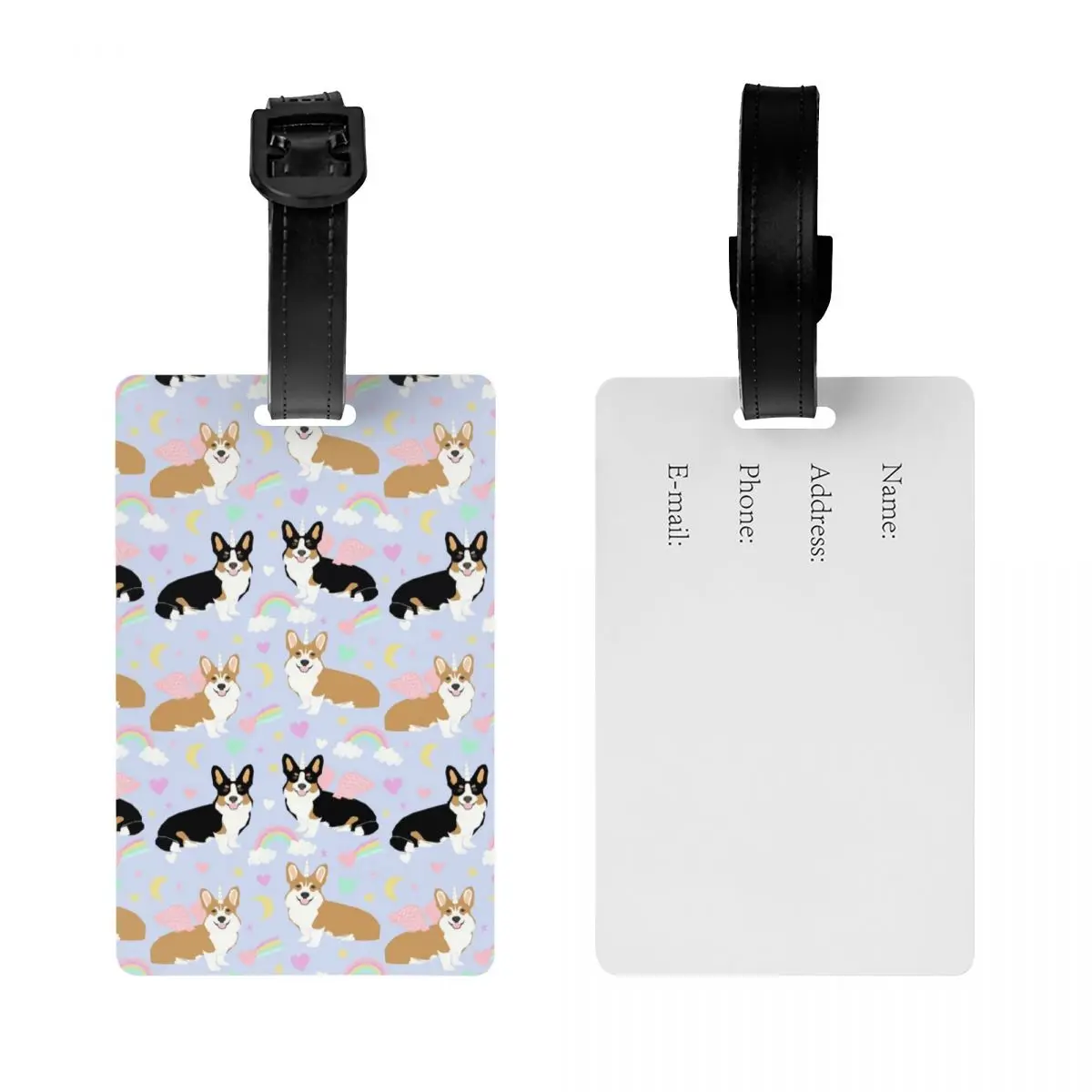 Corgi Unicorns Pastel Kawaii Luggage Tag Custom Dog Baggage Tags Privacy Cover Name ID Card