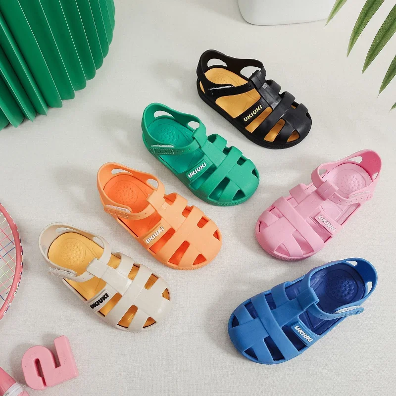 Children Beach Shoes for Sea Summer 2024 High Quality Girls Sandals Baby Soft Non-slip Princess Jelly Shoes Boy Roman Flip-flops