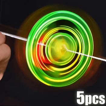 1-5pcs Creative LED פולטת אור למשוך חוט גלגל תנופה סיבובי צעצועי פלסטיק למשוך משרוקית פלאש אצבע ג 'יירו ילדים ספורט פאזל צעצועים