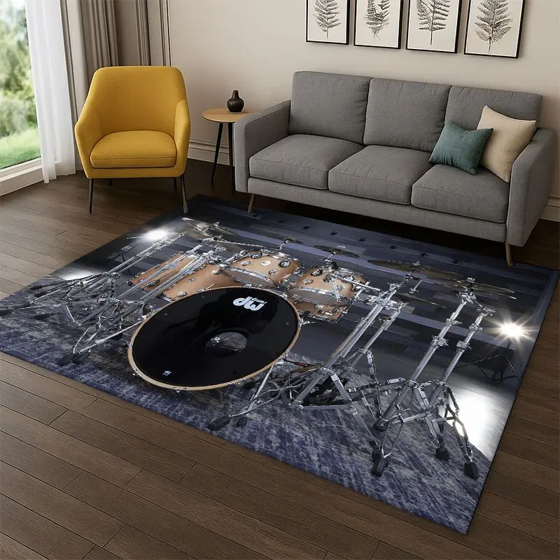 Drum Kit Drum Set Music Instruments Carpet Rug for Bedroom Living Room Sofa Playroom Doormat Home Decor, Area Rug Non-slip