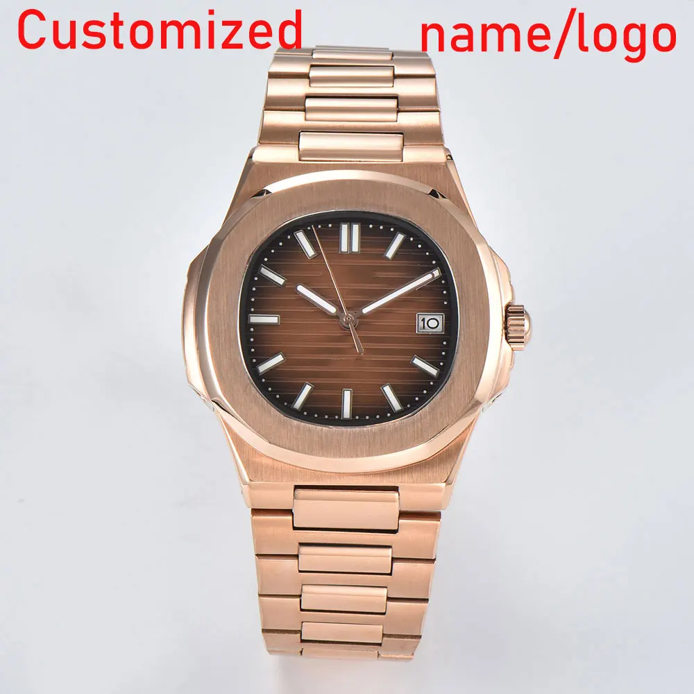 Reloj de acero inoxidable para hombre, cronógrafo con logotipo personalizado, movimiento automático, cristal de zafiro, resistente al agua, 41mm, NH35