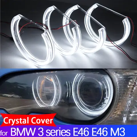 BMW 3 시리즈 E46 316i 318i 320d 320i 323i 328i 330i 325xi 330d 크리스탈 화이트 LED 엔젤 아이 키트 주간 러닝 라이트