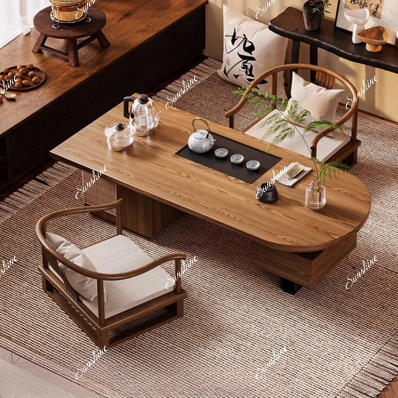 

Solid wood Song Dynasty aesthetic rattan tea table balcony small tatami bay window low table
