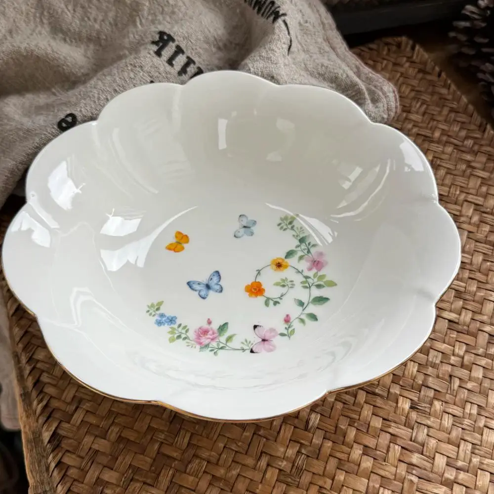 Creative Butterfly Loves Flower Petal Deep Plate Salad Plate Fruit Salad Sandwich Plate Icecream Dessert Exquisite Dish