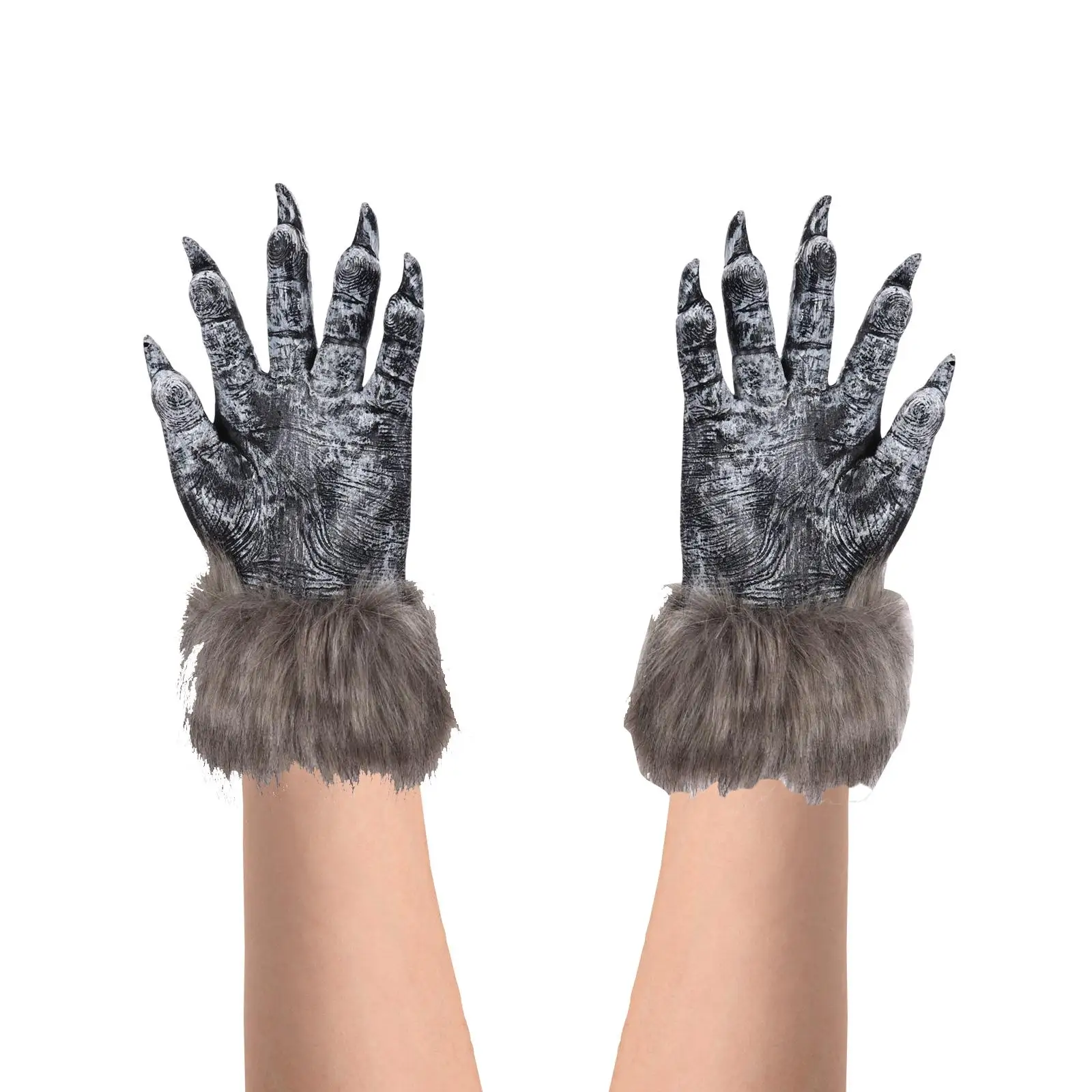 Creepy Halloween Wolf Gloves Werewolf Costume Mitts Fingernails Monster Hands Paws Claw for Accessories Cosplay Party Easter