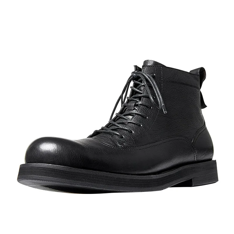 

Black cowhide men's boots Ankle boots Riding Boots Business Casual shoes High-grade leather shoes