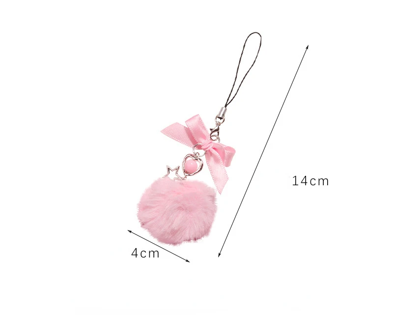 Y2k Creative Aesthetive Pink Plush Ribbon Bow Hallow Heart Keychain for Women Fashion Simple Kawaii Ins Female Trend Accessories