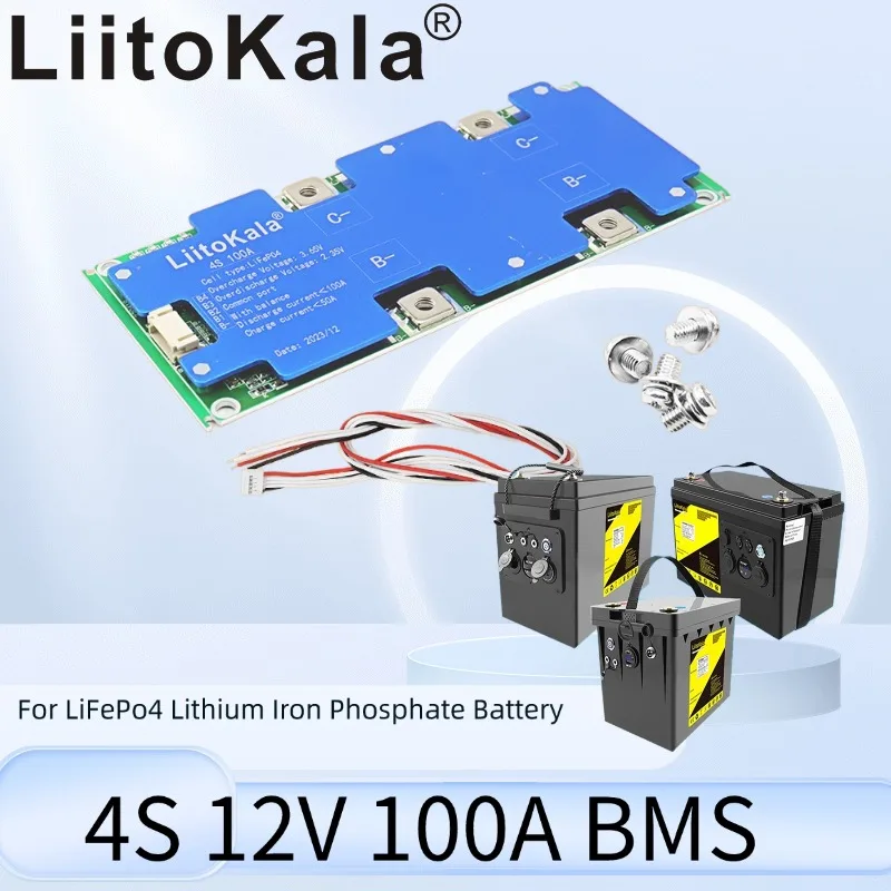 LiitoKala 4S 12V 100A BMS LiFePo4 Lithium Iron Phosphate Battery Protection Circuit Board with Balanced Charging for RC Models
