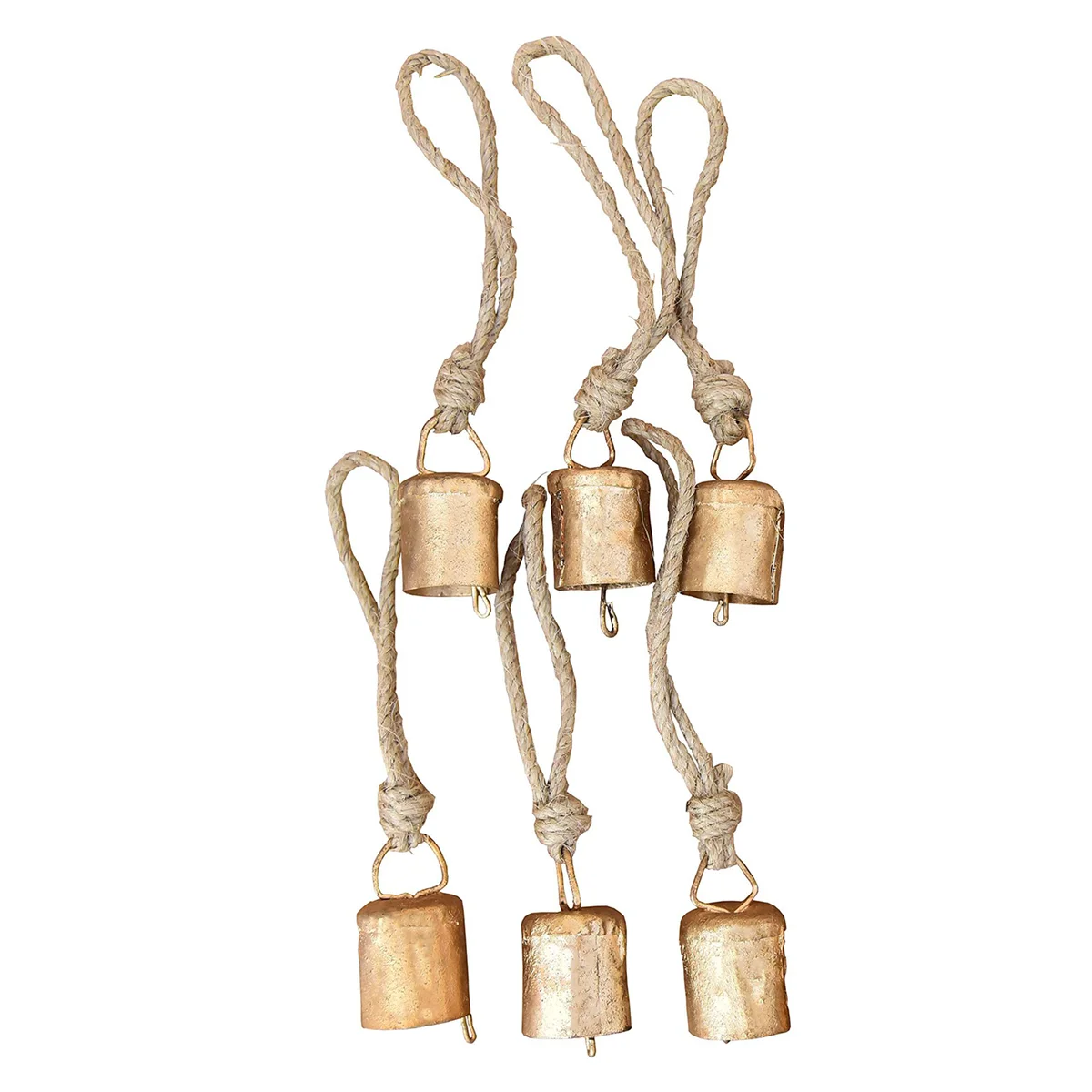 

6 шт. винтажные подвесные колокольчики, металлические колокольчики ручной работы с веревкой для Рождества или любого праздника HY