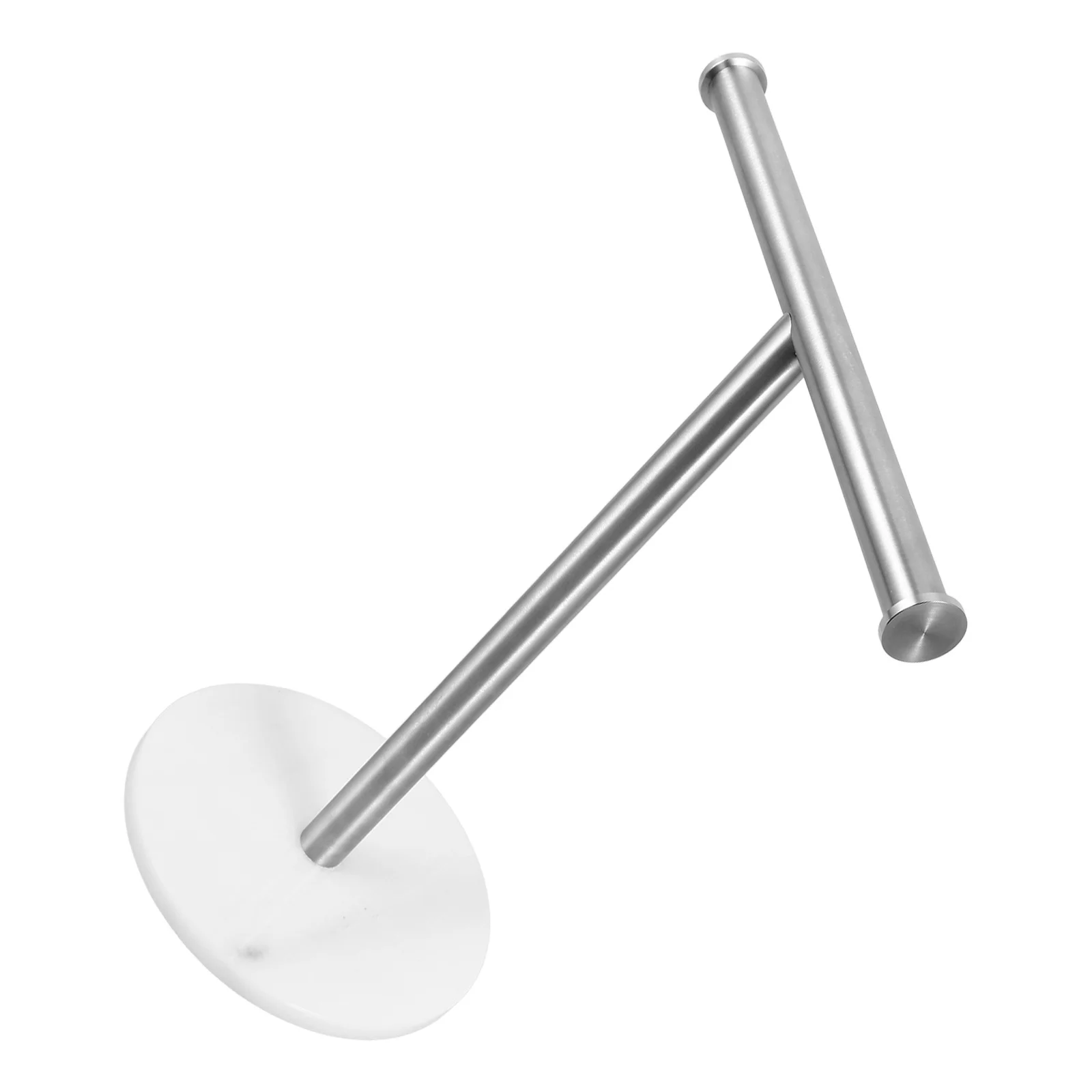 

Stable T-Shaped Stainless Steel Marble Towel Rack Standing Design Bathroom Countertop Hand Towel Holder Organizer