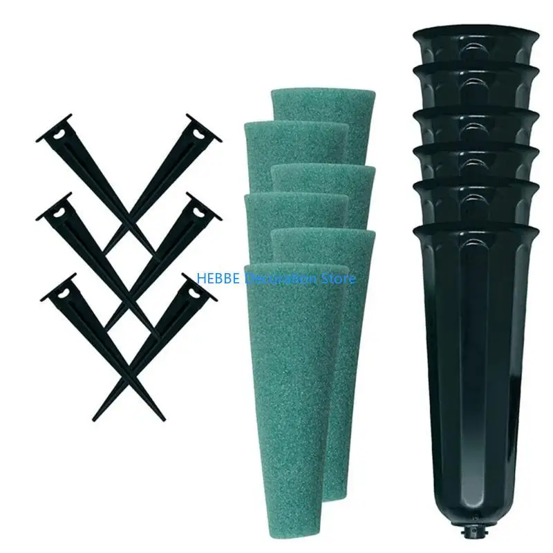 B0KC 2Pack Grave Vases Artificial Flowers Fixing Plastic Base Memorial Flower Vases for Lawn Graveside Outdoor Use Holders