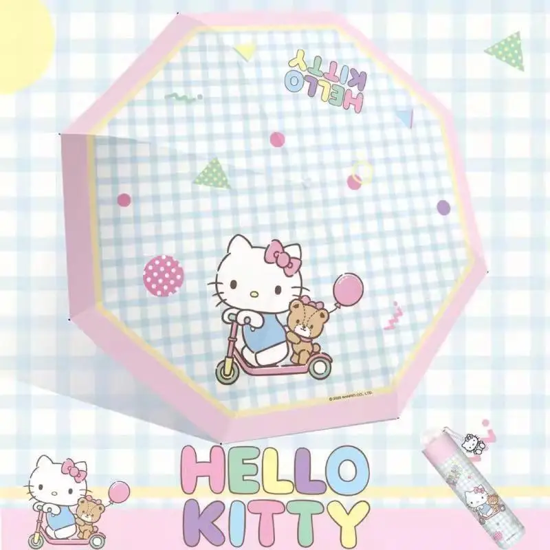 

Зонт Sanrio, зонтик от солнца «Hello Kitty», милый, довольно модный, ручной, складной, безопасный, солнцезащитный крем, укрытие от дождя, портативный, новый