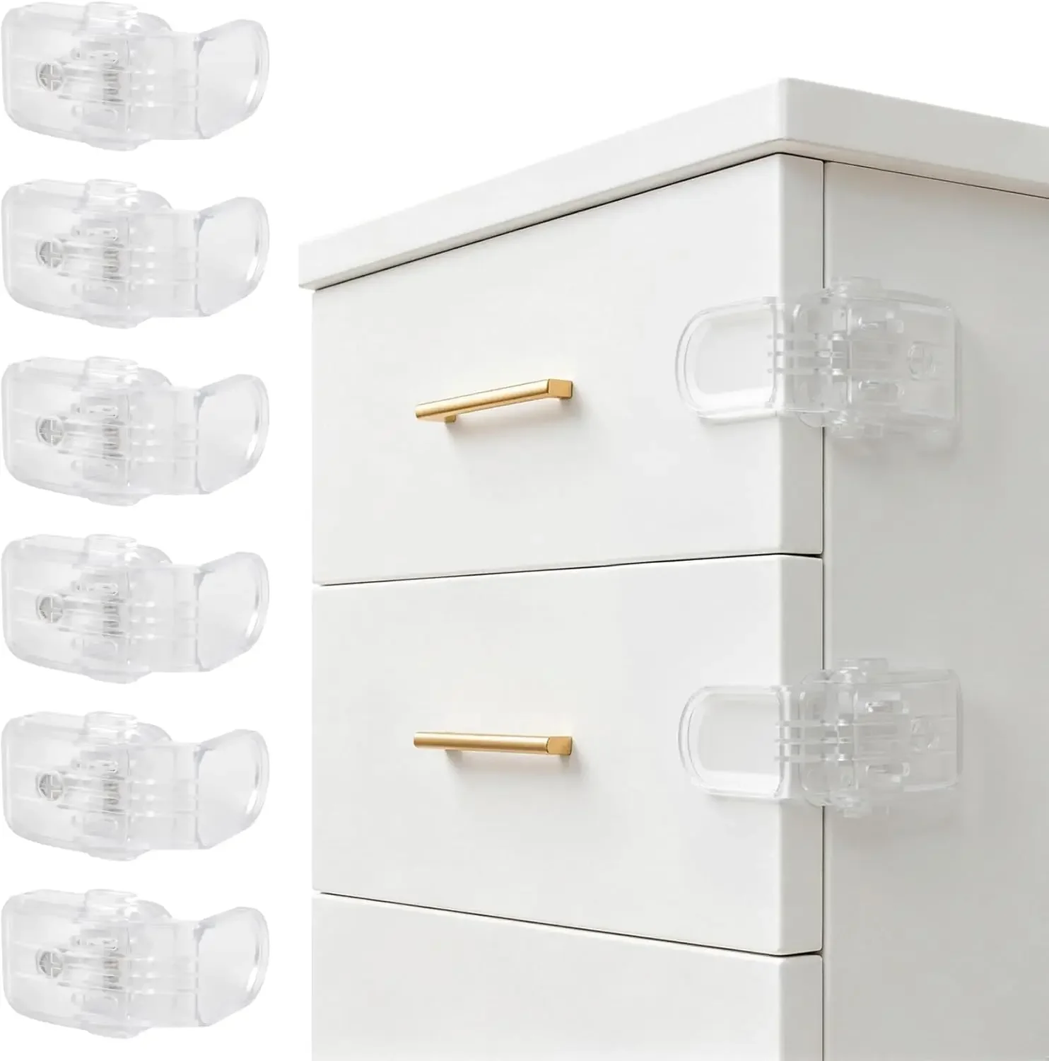 

Clear Drawer Locks for Side Drawers, Safety Latch Clips for Dresser Cabinet Bedside Tables