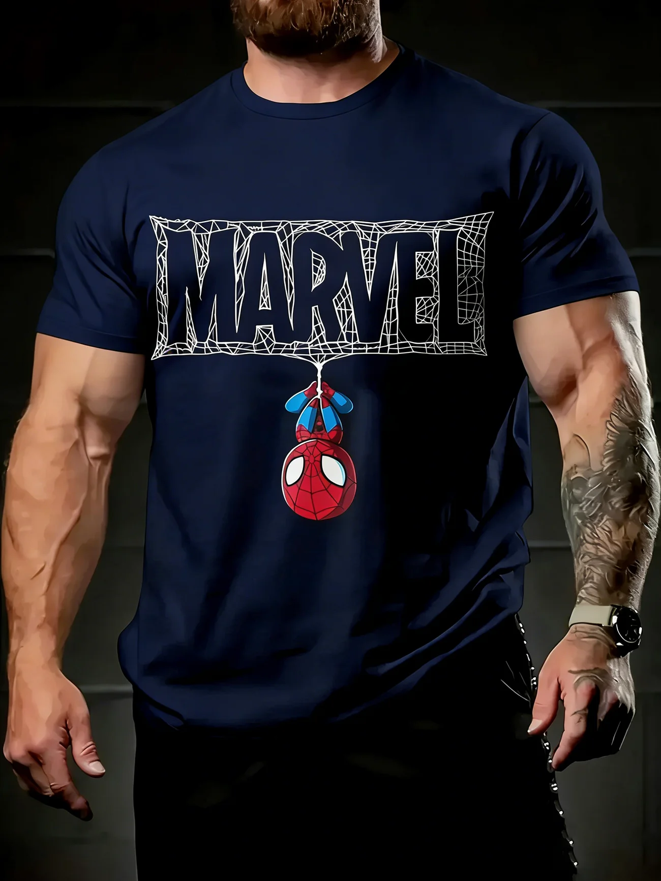 Spider-Man Pattern T-shirt - Loose Fit Summer Print - Men's Women's Same Style - Fashion Oversized - Family Use Extra-large Size