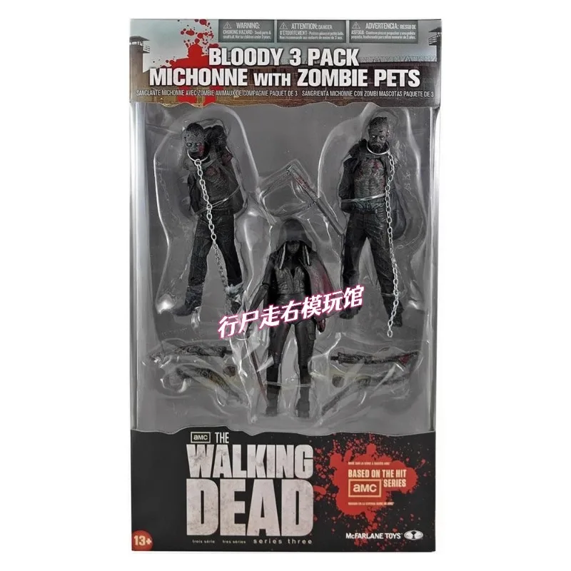 Disponibile 1/12 5 "Action Figures Bloody 3 Pack Michonne con Zomble Pets The Walking Dead Giocattoli Regali Bambole da collezione