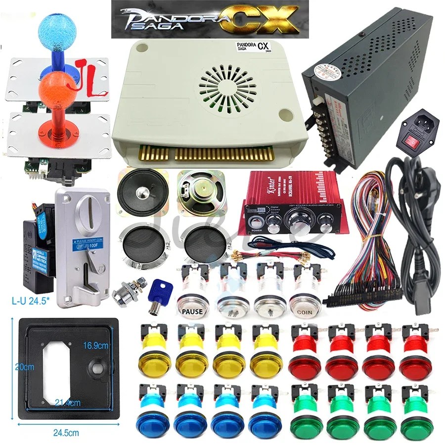 

2 Player Original Pandora SAGA CX Kit Copy SANWA Joystick LED Push Button Coin Acceptor CRT HDMI for DIY Arcade Machine Cabinet