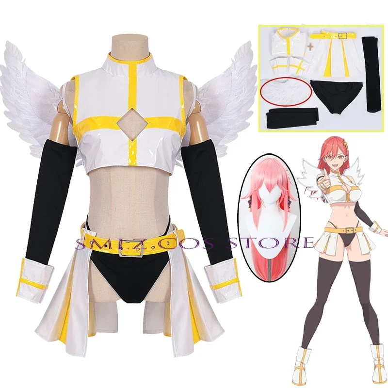 

Anime Ariel Aria Kisaki Cosplay 2.5 Dimensional Seduction Costume Latex Uniform Wig Wings Prop Halloween Play Outfit for Woman