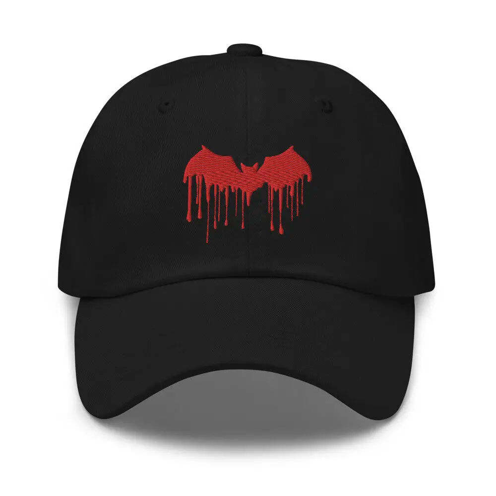 Vampire Bat Blood Drip     Baseball Cap Dad hat Red Thread