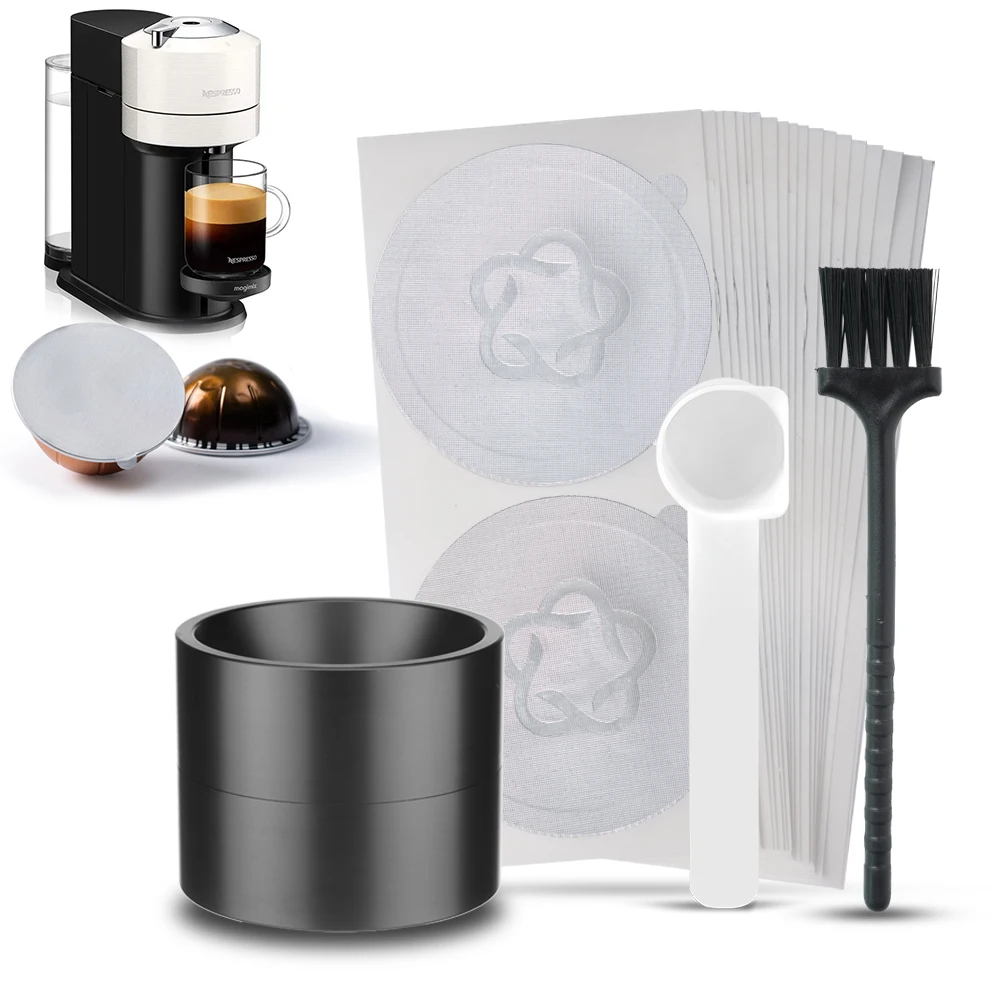 

Reusable Vertuo Capsule Kit for VertuoLine Capsules with 50Pcs Aluminum Foils Seals Compatible with Nespresso Vertuoline Pods