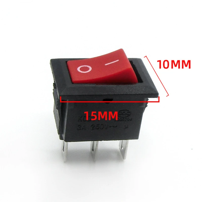 10 Pcs 10X15mm Snap-in Push Button Switch 3 Pin 3A/250V Mini SPST KCD11 2/3 Position Boat Rocker Power Switches