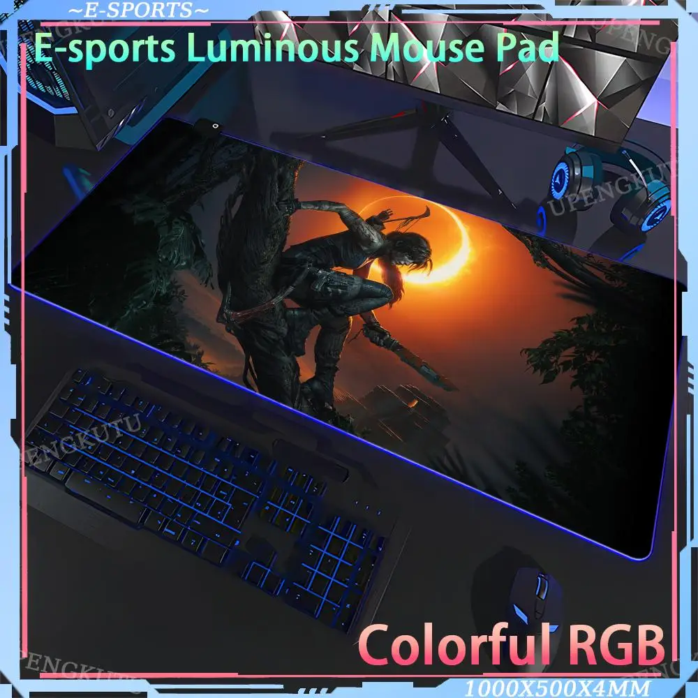 Mouse Gaming keyboard Pad RGB Keyboard accessories T_tomb_Raider game RGB pad mouse Rubber non-slip pad Desktop protection pad