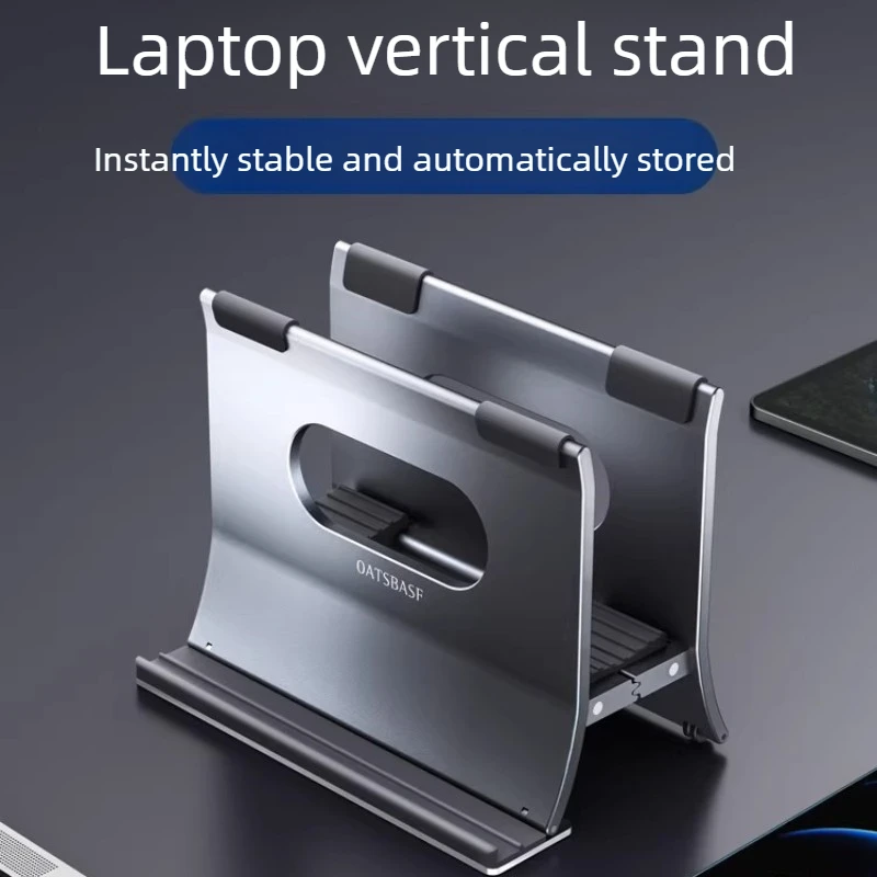 Metal Laptop Vertical Stand Tablet IPad Phone Holder Mini PC Docking Station Desktop Organizer Rack Space Saving Side Mount Base