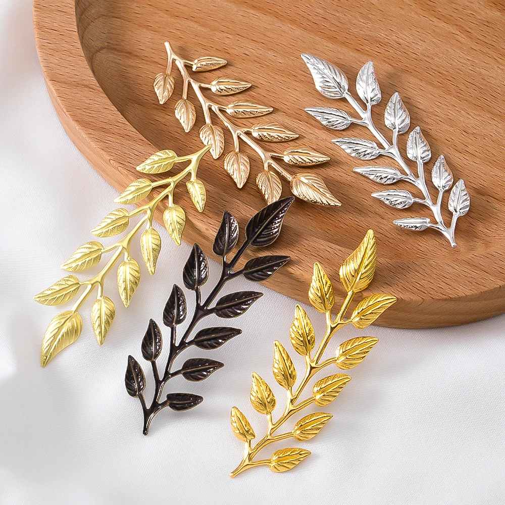 20 개/몫 20x64mm 금속 잎 참 펜던트 DIY 쥬얼리 만들기위한 골드 컬러 목걸이 액세서리 수제 공예 도매